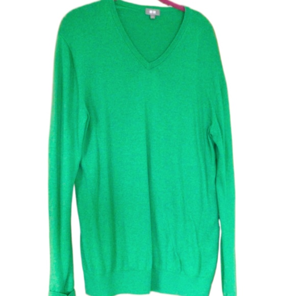 Uniqlo Womens Green Cotton V Neck Tunic Sweater, L - Picture 1 of 2